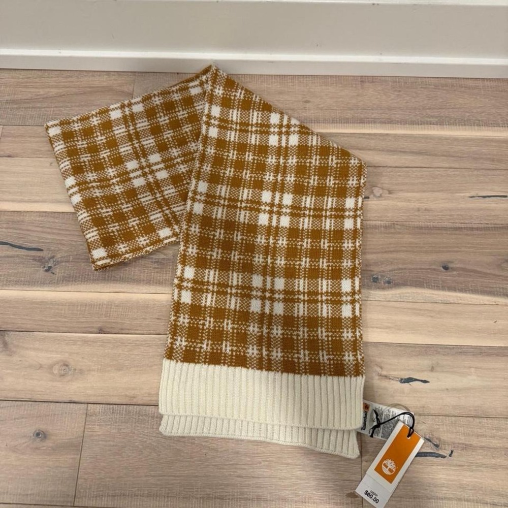 NWT Timberland orange and white plaid scarf